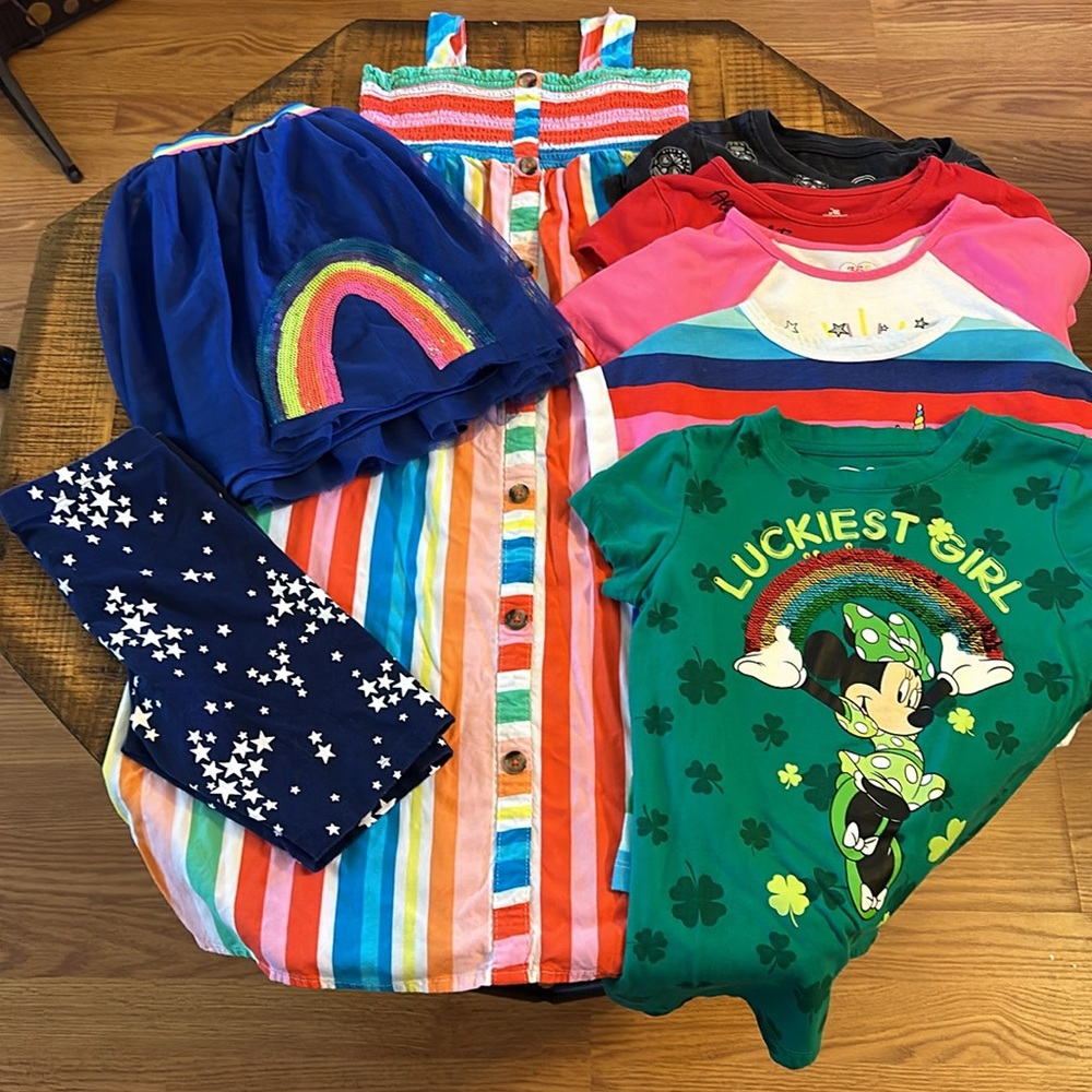 Girl’s Size 7/8-Lot of 8-5 Shirts, 1 Dress, 1 Skirt & 1 Pair of Shorts.